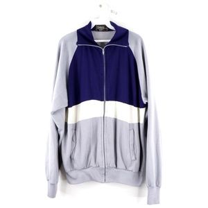 Vintage  Streetwear Color Black Track Jacket Blue